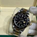 102UB bp 40mm, pre-ceramica PRETO, caixa banhado ouro MISTO 18k, bezel aluminio PRETO, mostrador PRETO,cal (1)