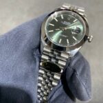 132DA CLEAN 41mm datejust caixa aco bezel de LISO, mostrador VERDE OLIVEIRA ,bracelete JUBILEE, aco 904L ,CLONE3235-1