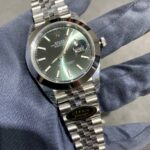 132DA CLEAN 41mm datejust caixa aco bezel de LISO, mostrador VERDE OLIVEIRA ,bracelete JUBILEE, aco 904L ,CLONE3235-3