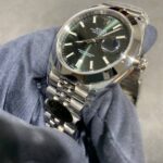 132DA CLEAN 41mm datejust caixa aco bezel de LISO, mostrador VERDE OLIVEIRA ,bracelete JUBILEE, aco 904L ,CLONE3235-4