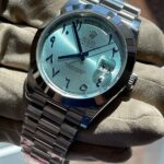 138H Custom 40mm daydate,caixa de aco, bezel LISO, mostrador ice blue,marcadores arabico, calendario arabico,bracelete presidente, eta-a2 (7)