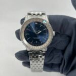 41A 40mm navitimer caixa prateado mostrador azul e branco, bracelete metaL (2)