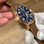 50MA zf 44mm,lpp, caixa de ouro amarelo,fundo azul, pulseira de couro marrom ,eta-a7750 (1)
