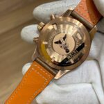 50MA zf 44mm,lpp, caixa de ouro amarelo,fundo azul, pulseira de couro marrom ,eta-a7750 (2)