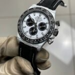 95Y Custom DIW white,40mm, caixa de NTPT,mostrador Panda, botoes pretas, pulseira preta, cal.4130 (20)
