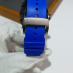 155HD rm011-03 fibra de carbono modificado, dial preto, pulseira SILICONE AZUL, Calendario Modificado,eta7750 (2)