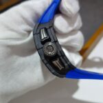 155HD rm011-03 fibra de carbono modificado, dial preto, pulseira SILICONE AZUL, Calendario Modificado,eta7750 (4)