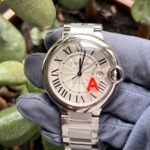 170TG v6f, 42mm ,ballon bleu aco inox, mostrador branco, bracelete metal (1)