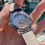 182W master controle date 40mm caixa de aco mostrador plateado couro azul, MT9015 -2